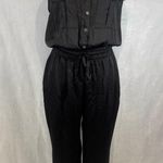 Molly green black sleeveless satin button down jumpsuit size large Photo 4