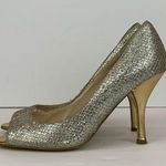 Nine West Golden Silver Glitter Heels Size 8 Photo 4