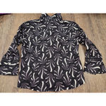 Foxcroft  Women's Black Gray White Button Front Wrinkle Free Fitted Blouse 10P Photo 2