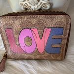 Coach RARE  Small Zip Wallet in Signature
Canvas With Love Print Photo 0