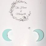 Pastel Blue Green Moon Shape Boho Retro Pierced Earrings Photo 1