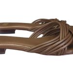 Paige  Dina Slide Sandal Womens 8 Brown Leather Square Toe‎ Criss Cross Strappy Photo 0