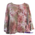 For Cynthia  Linen Blend Women's Linen Tie Dye Top Boho Neutral  Size S Photo 1