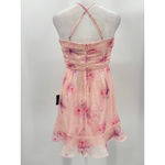 Lulus Lulu’s Pink Floral Fairy Ruffle Mini Party Dress Ruched Bodice Medium NEW Photo 3