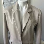 BLANK NYC  Faux Leather Cream Blazer Size S Photo 4