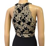 Morgan Co Black Scallop Lace Bodice Slit Front Sleeveless Maxi Dress Gown Size 6 Photo 9