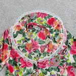 Impressions Vintage Womens Blouse 10 Pink Floral Crochet Lace Trim Collar Photo 4