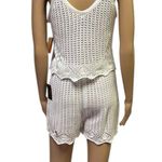 Almost Famous  2 Piece Scalloped Crochet Coverup High Waist Shorts Tank Set M Photo 6