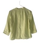 Carole Little Vintage 90s Women's Size Medium Neon Light Green Linen Blouse‎ Photo 4