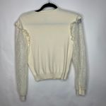 Mint Brand Cream Mock Neck Sweater Lace Sleeves Ruffle Trim Sz Medium Photo 4
