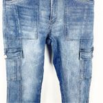 KANCAN Avery Medium Wash Straight Leg High Rise Cargo Jeans, Size 28 Blue Photo 7