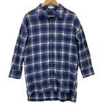 Illa Illa Flannel Shirt Dress Womens Small Blue White Plaid 100% Cotton Pockets Photo 0