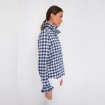 Tuckernuck  APOF Navy Plaid Ruffle High Neck Button Down Shirt‎ Size XS Photo 8