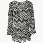 Ramy Brook NWT  Cassie Crochet Knit Boho Mini Dress | Sz Small | Black & Silver Photo 2