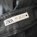 ZARA  Faux Vegan Leather Straight Leg Mid Rise Front Seam Solid Black Pants S Photo 1