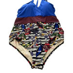 Eloquii  Women's Blue & Brown Sleeveless One Piece Swimsuit Size 24W Photo 1