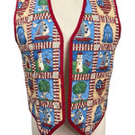 Handmade Patriotic Quilted Vest Americana Print Red White Blue USA Size Large Photo 0