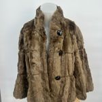 INC International Concepts Brown 3 Button Faux Fur Short Coat Jacket Size L Photo 1