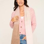 Cozy Pink Cardigan with Gradient Scarf Photo 0