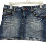 Sound Girl Women's Y2K Denim Mini Skirt Embroidered Pockets‎ Blue Jean Size 7/29 Photo 0
