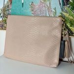 Charming Charlie Tan Beige Snakeskin Faux Leather Large Clutch with Tassels Photo 0