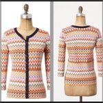 Anthropologie π΅ SALE 3/$25 TABITHA CHEVRON FREQUENCIES COTTON CARDIGAN SWEATER S Photo 1