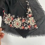 LC Lauren Conrad NEW Lauren Conrad women's black floral embroidered fringe lightweight wrap scarf Photo 1
