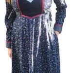 Gunne Sax Vintage 1970 Prairie Midi Dress Floral Lace Trim Cotton Blue White 5 S Photo 0