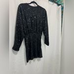 Anthropologie  Black Sequin Long Sleeve Dress Photo 2