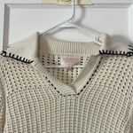 Audrey Parks + Francesca's collared open knit embroidered sweater size small Blue Photo 4