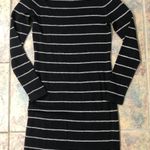Loft Black Long Sleeve Sweater Dress with Gold Strips Photo 0