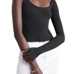 Alix NYC NWT Luna One Sleeve Ribbed Stretch Modal Jersey Thong Bodysuit in Black Photo 15