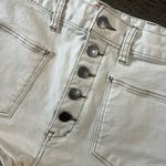 Free People  Bridgette Denim‎ Shorts High Rise Button Fly Ivory Cream Photo 3