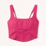 Abercrombie & Fitch Abercrombie corset crop top poplin barbie pink adjustable straps asymmetrical Photo 6
