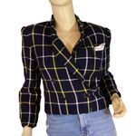 Kasper VINTAGE 1990'S FOR ASL BLUE & YELLOW PLAID CROPPED BLAZER (4) Photo 0