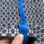 ZARA Tweed Fringe Midi Coat Jacket Small Blue Cream Open Front Lined Photo 9