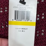 BCBGMAXAZRIA  Crochet Shrug Sweater Vest Burgundy Cherry Red Medium Large Photo 10
