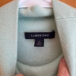 Lands' End  Cashmere‎ Turtleneck Sweater Womens M Light Blue Snowflake Knit Photo 3
