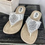White Mountain  Cliffs Cienna White & Silver Embellished Flat Thong Sandals 10 Photo 2
