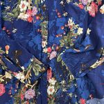 Chico's  3 US 16 18 Easy Button Shirt Print Silky Floral Top Navy Floral Pattern Photo 2