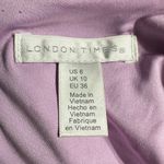 London Times Twist Front Dress Womens 6 Lavender Knee Length V-Neck Short Sleeve Photo 5