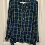 J.Jill Women's Blue Plaid Casual V-Neck Button Down Shirt Size Med EUC #CA-2418 Photo 1
