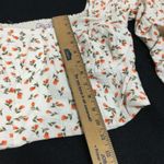 BCBG Generation Floral Puff Sleeve Smocked Square Neck Crop Top Women's Size S White Photo 4