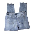 Lane Bryant  Boyfriend Jeans Mid Rise Distressed Plaid Patch Light Wash 14 Photo 1