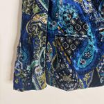 Chico's  Blazer Womens S Blue Velvet Paisley Print Button Front Jacket Boho Dressy Photo 1