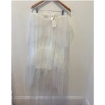 NWT Maeve Anthropologie White Tulle Pearl Tiered Midi Skirt Size L Size L Photo 2