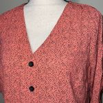 Apt. 9  women’s medium v-neck lace up short sleeves button front red dot color Photo 1