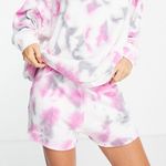 Free People NEW  Kelly Fleece Lined Tie-Dye Jersey Shorts in Pink Size M Photo 2