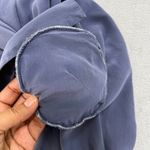 Silk Button Down Shirt Long Sleeve Blouse Top Relaxed Fit‎ Size 40 Shoulder Pad Blue Photo 4