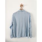 Vince  Viscose Linen Blend Blue Stripe Button Up Long Sleeve Blouse Women's Med Photo 1